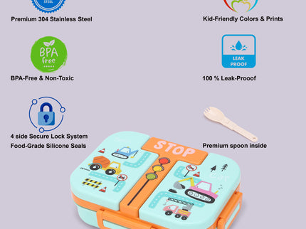 Kids Lunch Box – Stainless Steel Insulated Tiffin for School, BPA-Free | PU Insulated, Leak-Proof, Food Grade| 600ml