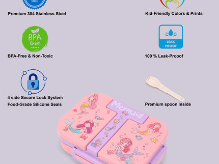 Kids Lunch Box – Stainless Steel Insulated Tiffin for School, BPA-Free | PU Insulated, Leak-Proof, Food Grade| 600ml