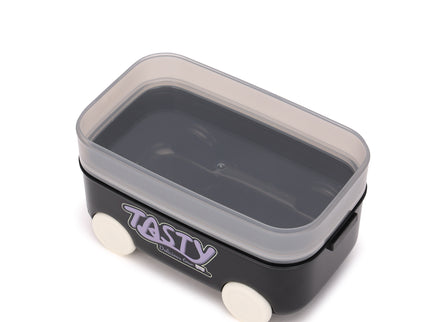 DIY Car Shape Plastic Lunch Boxes with spoon and fork| 2 Compartment at one layer and 1 compartment in bottle layer|Leakproof Bento Box for School Picnic Office Boys and Girls - BPA Free - 2-Side Lock