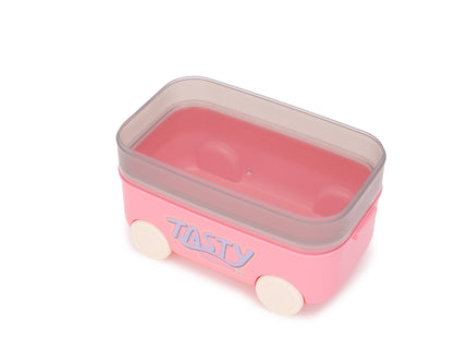 DIY Car Shape Plastic Lunch Boxes with spoon and fork| 2 Compartment at one layer and 1 compartment in bottle layer|Leakproof Bento Box for School Picnic Office Boys and Girls - BPA Free - 2-Side Lock