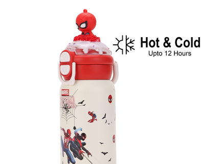 Marvels Spider-Man Double-Walled Stainless Steel Insulated Water Bottle 500 ml| Leakproof |BPA Free| Up to 24Hrs Hot&Cold| Girls & Boys | School, Picnic,Travel
