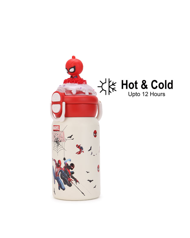 Marvels Spider-Man Double-Walled Stainless Steel Insulated Water Bottle 500 ml| Leakproof |BPA Free| Up to 24Hrs Hot&Cold| Girls & Boys | School, Picnic,Travel