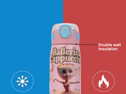 Brainrot Themed Stainless Steel Insulated Water Bottle 620 ml| Leakproof |BPA Free| Up to 12Hrs Hot&Cold| Girls & Boys | School, Picnic,Travel