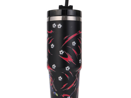 Premium Insulated stainless steel Football Legends Tumbler with Lid and Straws|Messi|Ronaldo|Lamine|Kylian900ml |Hot and Cold|100% Leakproof Tumbler,Travel Sipper for Hot and Cold Drinks, Coffee, Water, Iced Tea or Smoothie, Travel, Multi Colour