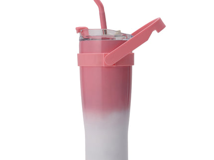 Tumbler with Top Handle and Phone Holder,1200ml Double Wall Vacuum Insulated Tumbler with Flip Straw,Insulated Stainless Steel Leak Proof Spill Proof Water Tumbler for Men and Women Cup ,Water, ice tea ,Travel, Sports , car Coffee Mug (Pink,1 pack)