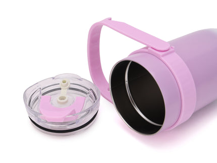 Tumbler with Top Handle and Phone Holder,1200ml Double Wall Vacuum Insulated Tumbler with Flip Straw,Insulated Stainless Steel Leak Proof Spill Proof Water Tumbler for Men and Women Cup ,Water, ice tea ,Travel, Sports , car Coffee Mug (Pink,1 pack)