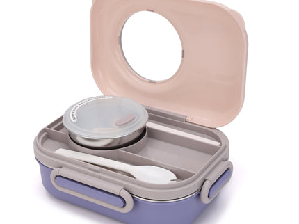 Kids Smart Lunch Box – Stainless Steel Insulated Tiffin for School with Spoon, BPA-Free |Bento Box with Tray & Container | 1120ml + 70ml 