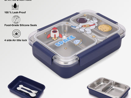 Astronaut Kids Lunch Box – Stainless Steel Insulated Tiffin for School, BPA-Free | PU Insulated, Leak-Proof, Food Grade|Food does not mix