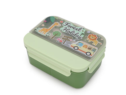 Kids Lunch Boxes 600 ml with 500ml Water Bottle Combo|Lunch Box Combo with Bottle|spoon and fork| Plastic 3 Compartment Leakproof Bento Box for School Picnic Office Boys and Girls - BPA Free - 4-Side Lock