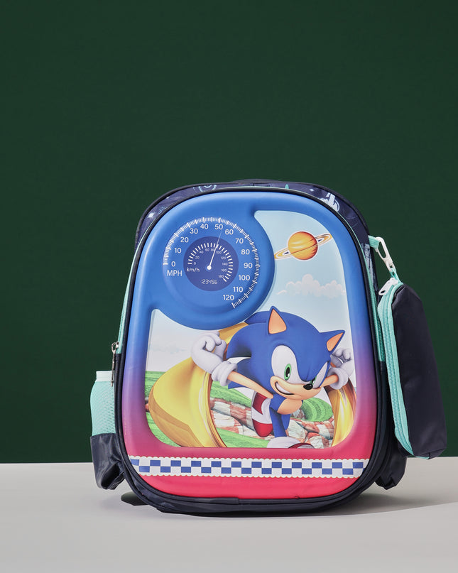 SuperSonic 3D School Bag with cartoon Design|KIDS BAG| Water Resistant |14 Inch|Boys&Girls School Bag Blue color