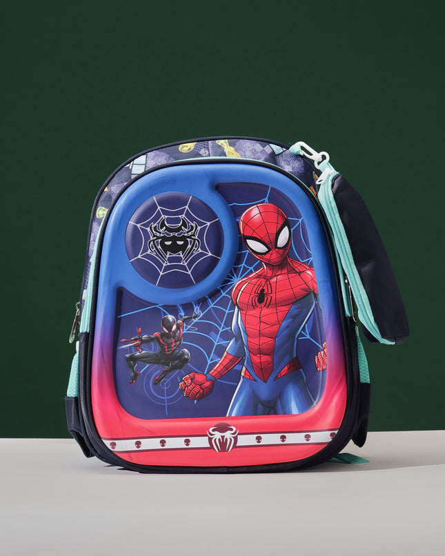 SpiderMan 3D School Bag with cartoon Design|KIDS BAG| Water Resistant |14 Inch|Boys&Girls School Bag Blue & Red