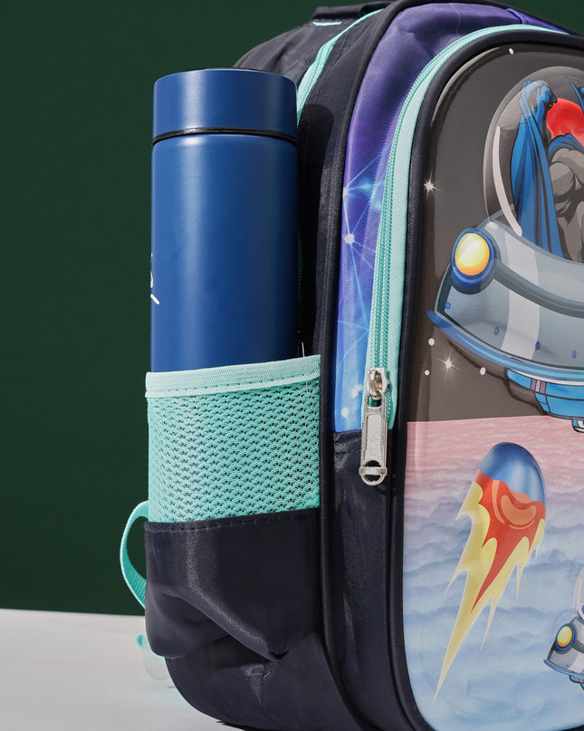 3D School Bag with cartoon Design|KIDS BAG| Water Resistant |14 Inch|Boys&Girls School Bag Blue color