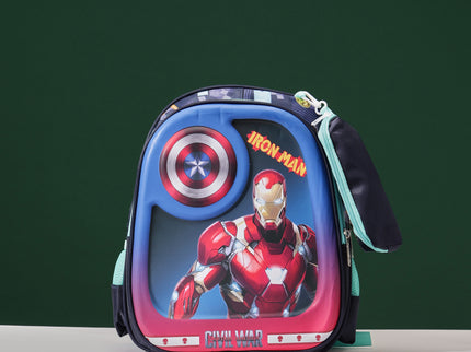 Iron Man 3D School Bag with cartoon Design|KIDS BAG| Water Resistant |14 Inch|Boys&Girls School Bag Red & Blue color