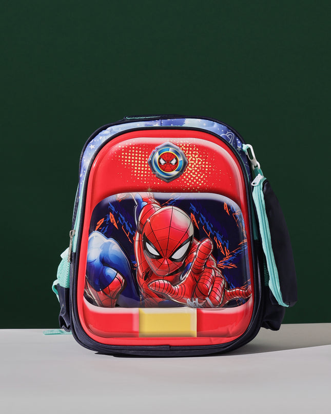 SpiderMan Web 3D School Bag with cartoon Design|KIDS BAG| Water Resistant |14 Inch|Boys&Girls School Bag, Red color