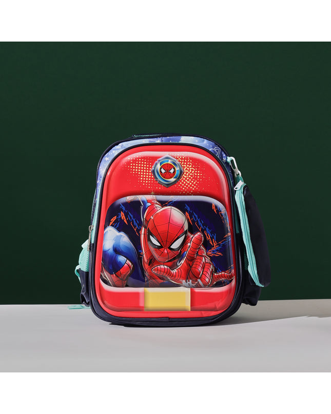 SpiderMan Web 3D School Bag with cartoon Design|KIDS BAG| Water Resistant |14 Inch|Boys&Girls School Bag, Red color