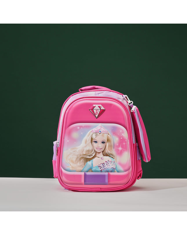 Barbie Pink 3D School Bag with cartoon Design|KIDS BAG| Water Resistant |14 Inch|Boys&Girls School Bag, Pink color