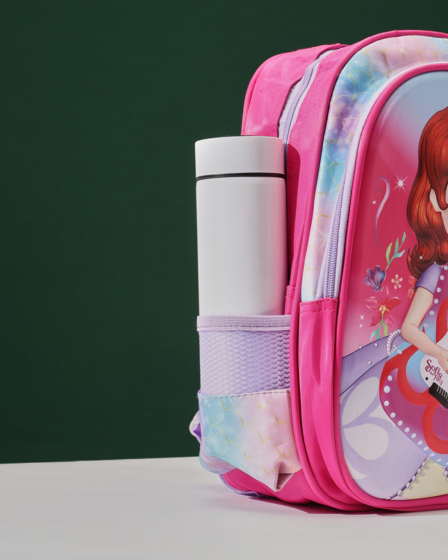 GirlWithGuitar Pink 3D School Bag with cartoon Design|KIDS BAG| Water Resistant |14 Inch|Boys&Girls School Bag, Pink color