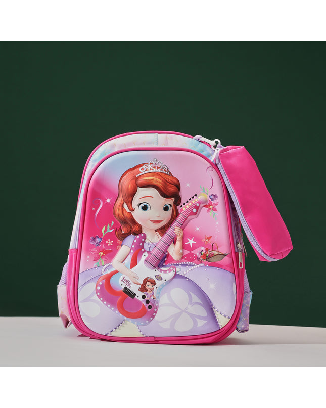 GirlWithGuitar Pink 3D School Bag with cartoon Design|KIDS BAG| Water Resistant |14 Inch|Boys&Girls School Bag, Pink color