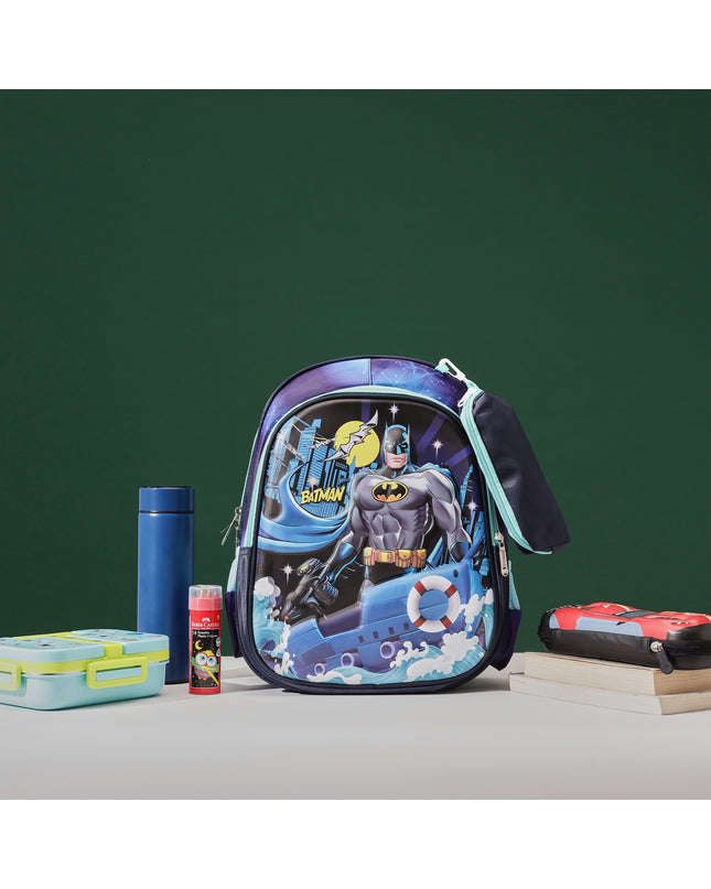 Batman 3D School Bag with cartoon Design|KIDS BAG| Water Resistant |14 Inch|Boys&Girls School Bag, Blue color