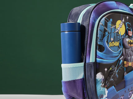 Batman 3D School Bag with cartoon Design|KIDS BAG| Water Resistant |14 Inch|Boys&Girls School Bag, Blue color