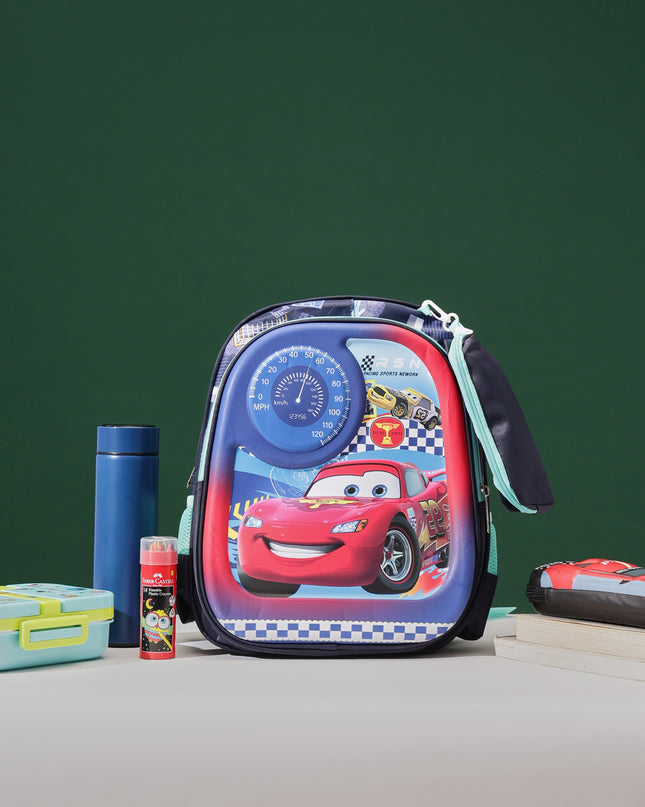 Car 3D School Bag with cartoon Design|KIDS BAG| Water Resistant |14 Inch|Boys&Girls School Bag, Blue & Red color