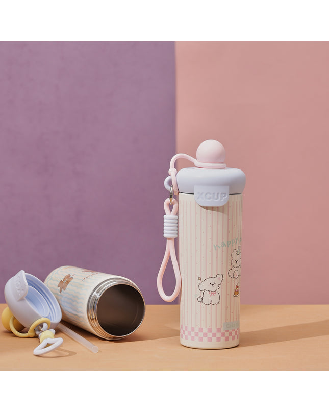 Round cap Smart Design Double-Walled Stainless Steel Insulated Water Bottle 650 ml| Leakproof |BPA Free| Up to 12Hrs Hot&Cold| Girls & Boys | School, Picnic,Travel