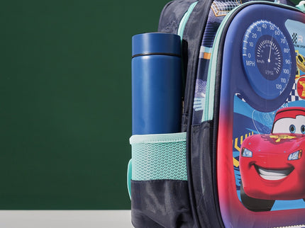 Car 3D School Bag with cartoon Design|KIDS BAG| Water Resistant |14 Inch|Boys&Girls School Bag, Blue & Red color