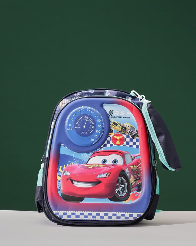 Car 3D School Bag with cartoon Design|KIDS BAG| Water Resistant |14 Inch|Boys&Girls School Bag, Blue & Red color
