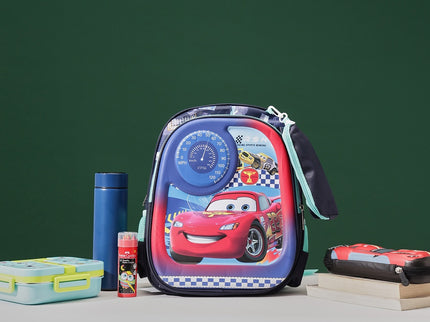 Car 3D School Bag with cartoon Design|KIDS BAG| Water Resistant |14 Inch|Boys&Girls School Bag, Blue & Red color