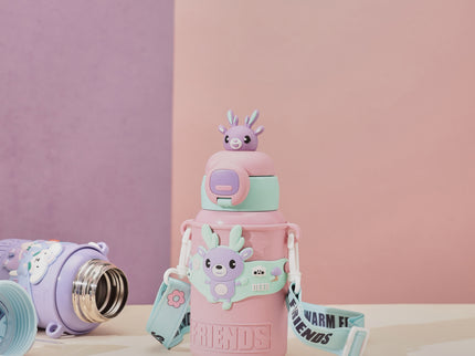 Kids Water Bottle Stainless Steel Keeps Drinks Cool or hot for an Extra Long time- Water Bottle for School -  Sipper Water Bottle for Kids - Waterbottle for Girls and Boys| Stainless Steel 316