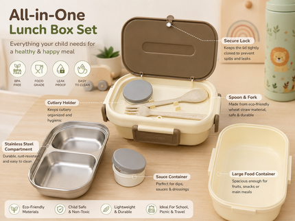 Healthy Lunch Box for kids – Stainless Steel Insulated Tiffin for School,travel|BPA-Free, PU Insulated, Leak-Proof, Food Grade