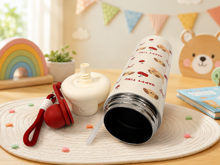 Cute Design Round cap Double-Walled 316 Stainless Steel Insulated Water Bottle 650 ml| Leakproof |BPA Free| Up to 12Hrs Hot&Cold| Girls & Boys | School, Picnic,Travel