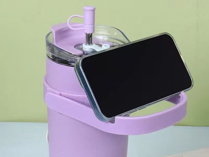 Tumbler with Top Handle and Phone Holder,1200ml Double Wall Vacuum Insulated Tumbler with Flip Straw,Insulated Stainless Steel Leak Proof Spill Proof Water Tumbler for Men and Women Cup ,Water, ice tea ,Travel, Sports , car Coffee Mug (Pink,1 pack)