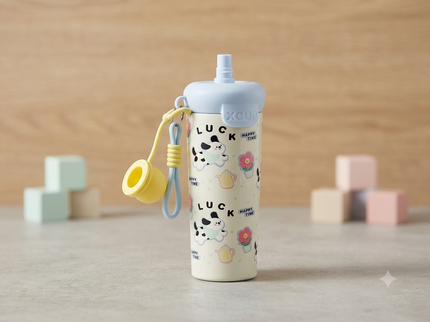 Cute Design Round cap Double-Walled 316 Stainless Steel Insulated Water Bottle 650 ml| Leakproof |BPA Free| Up to 12Hrs Hot&Cold| Girls & Boys | School, Picnic,Travel