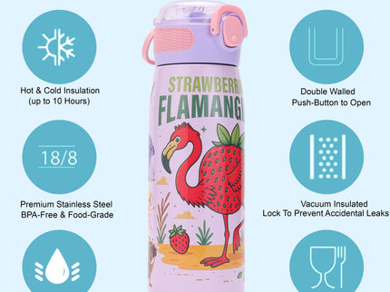 Brainrot Themed Stainless Steel Insulated Water Bottle 620 ml| Leakproof |BPA Free| Up to 12Hrs Hot&Cold| Girls & Boys | School, Picnic,Travel