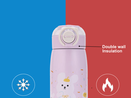 Double-Walled Stainless Steel Insulated Water Bottle 470 ml| Leakproof |BPA Free| Up to 24Hrs Hot&Cold| Girls & Boys | School, Picnic,Travel