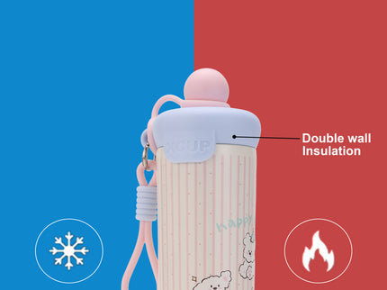Round cap Smart Design Double-Walled Stainless Steel Insulated Water Bottle 650 ml| Leakproof |BPA Free| Up to 12Hrs Hot&Cold| Girls & Boys | School, Picnic,Travel