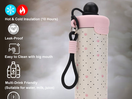 Round cap Smart Design Double-Walled Stainless Steel Insulated Water Bottle 650 ml| Leakproof |BPA Free| Up to 12Hrs Hot&Cold| Girls & Boys | School, Picnic,Travel