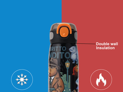 Brainrot Themed Stainless Steel Insulated Water Bottle 620 ml| Leakproof |BPA Free| Up to 12Hrs Hot&Cold| Girls & Boys | School, Picnic,Travel