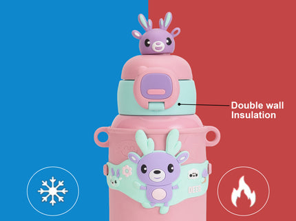 Kids Water Bottle Stainless Steel Keeps Drinks Cool or hot for an Extra Long time- Water Bottle for School -  Sipper Water Bottle for Kids - Waterbottle for Girls and Boys| Stainless Steel 316