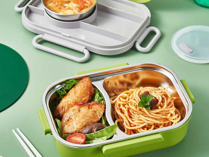 Kids Smart Lunch Box – Stainless Steel Insulated Tiffin for School with Spoon, BPA-Free |Bento Box with Tray & Container | 1120ml + 70ml 