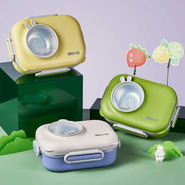 Kids Smart Lunch Box – Stainless Steel Insulated Tiffin for School with Spoon, BPA-Free |Bento Box with Tray & Container | 1120ml + 70ml 