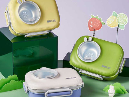 Kids Smart Lunch Box – Stainless Steel Insulated Tiffin for School with Spoon, BPA-Free |Bento Box with Tray & Container | 1120ml + 70ml 