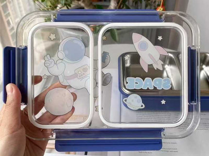 Astronaut Kids Lunch Box – Stainless Steel Insulated Tiffin for School, BPA-Free | PU Insulated, Leak-Proof, Food Grade|Food does not mix