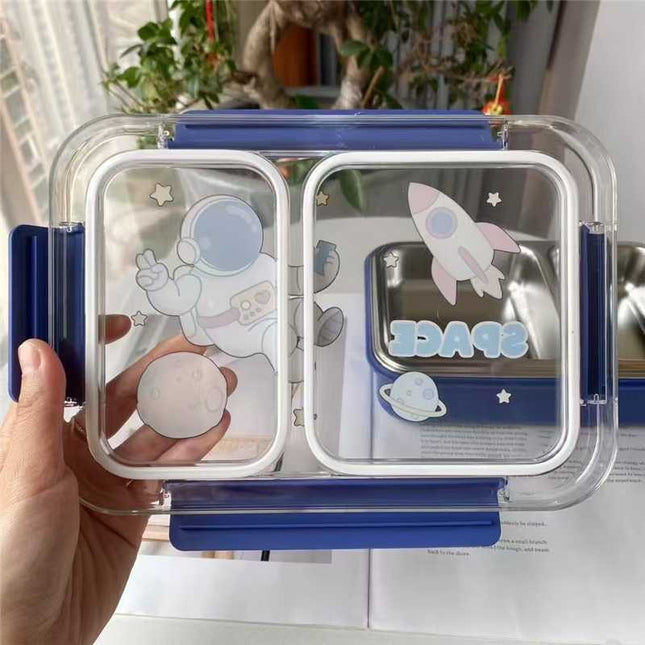 Astronaut Kids Lunch Box – Stainless Steel Insulated Tiffin for School, BPA-Free | PU Insulated, Leak-Proof, Food Grade|Food does not mix