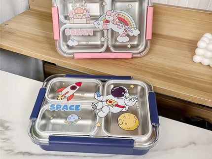 Astronaut Kids Lunch Box – Stainless Steel Insulated Tiffin for School, BPA-Free | PU Insulated, Leak-Proof, Food Grade|Food does not mix