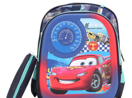 Car 3D School Bag with cartoon Design|KIDS BAG| Water Resistant |14 Inch|Boys&Girls School Bag, Blue & Red color
