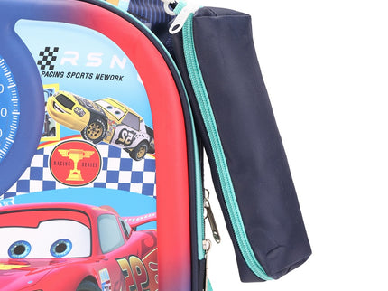 Car 3D School Bag with cartoon Design|KIDS BAG| Water Resistant |14 Inch|Boys&Girls School Bag, Blue & Red color