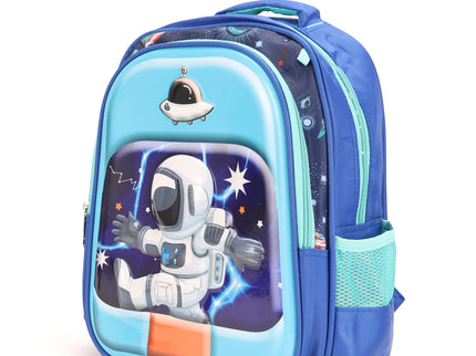 Space Astronaut 3D School Bag with cartoon Design|KIDS BAG| Water Resistant |14 Inch|Boys&Girls School Bag, Blue Color