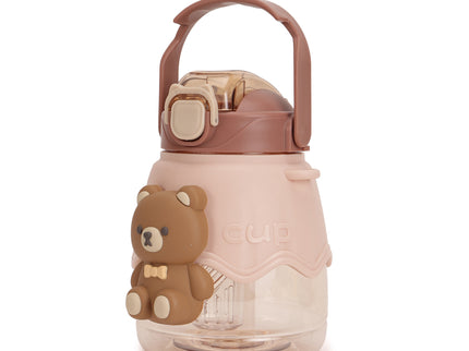 Cute Teddy Bear Water Bottle for Kids– 1300ml, Leak-Proof Plastic Bottle with Taddy Print – Designer School Bottle